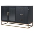 thumbnail image 6 of Harper & Bright Designs Queen Murphy Bed Wall Bed with Gold Leg, Queen Size Cabinet Bed Folding Wall Bed with Frosted Glass Doors Design and Fake Drawers, Black, 6 of 14