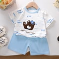 thumbnail image 2 of Fozruso Girls 2PC Clothing Set Summer Boys And Girls Short Sleeved T Shirt Set Boys And Girls Short Sleeved Shorts Two Piece Set,4-5 Years(Blue), 2 of 3