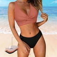 thumbnail image 6 of Bosfbaoi Swimsuit for Women 2-Piece High Waisted Bikini Set Twist Front Crisscross Back Top Classic Brief Bottom Regular Solid Bikini Sets for Women, 6 of 6