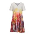thumbnail image 4 of Vestidos casuales elegantes con cuello en V de manga corta con estampado floral de verano para mujer Fridja  qw4293, 4 of 8
