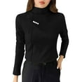 thumbnail image 1 of Womens Double Sided Fleece Top Ultra Soft Warm Long Sleeve Base Layer Fitted Stretch for Essential Fall Winter Thermal Wear, 1 of 6