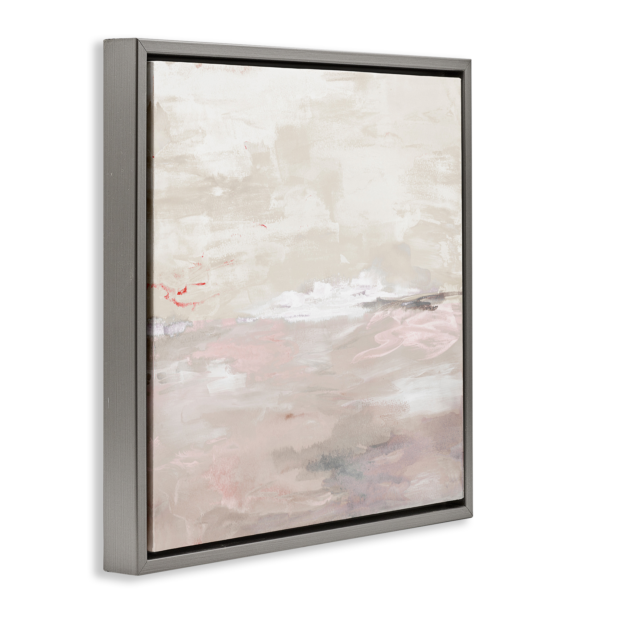 Stupell Industries Serenity Neutral Landscape Abstract Painting Gray Floater Framed Canvas Art Print Wall Art, 18 x 18