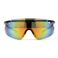 thumbnail image 1 of Color Mirror Minimalist Half Rim Shield Sport Wrap Around Sunglasses Black Orange Mirror, 1 of 4