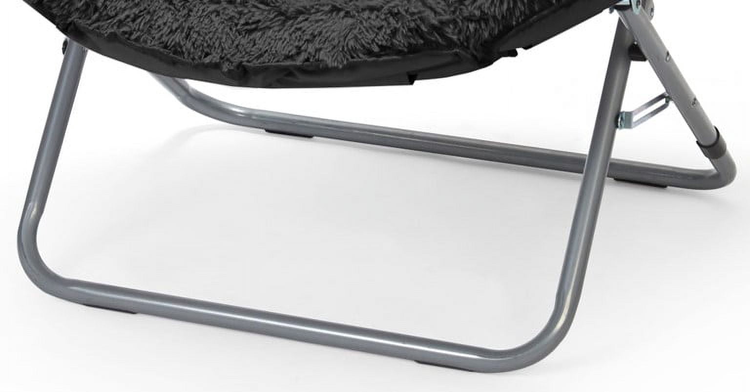 Urban Shop Mongolian Faux Fur Oversized Moon Chair, Black