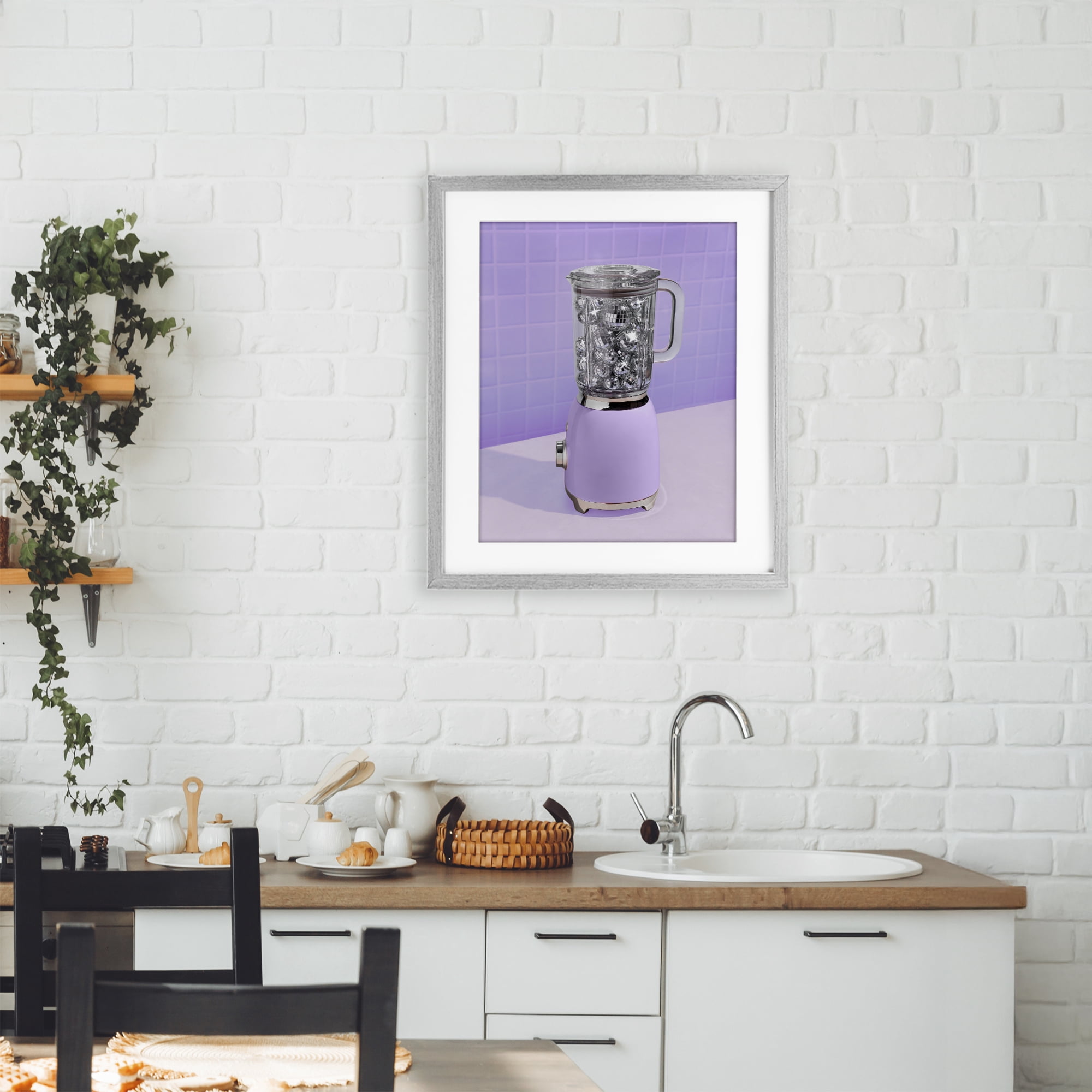 Stupell Industries Disco Drink Blender over Purple Gray Framed Print Under Glass, design by LISH Creative