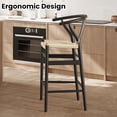 thumbnail image 4 of Farini Wishbone Counter Height Barstool, Fully Assembled Weave Bar Chair with Wooden Frame, for Kitchen Island, Dining Room, Bar, Single, Black-Beige, 4 of 7