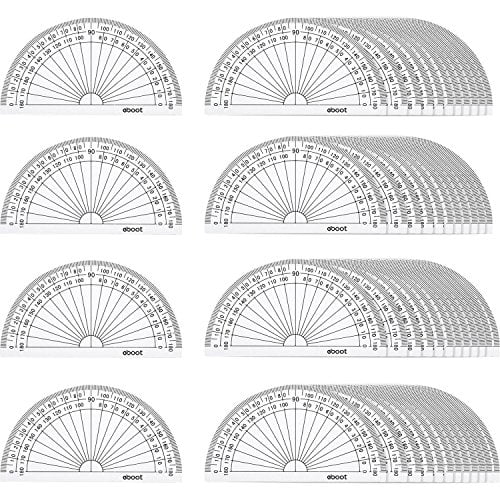 6 Inch Pack of 2 Clear Plastic Protractor Math Protractors 180 Degrees 