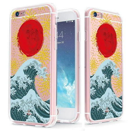 iPhone 6s Case - True Color Clear-Shield Sea & Sun [Japanese Collection] Printed on Clear Back - Perfect Soft and Hard Thin Shock Absorbing Dustproof Full Protection Bumper