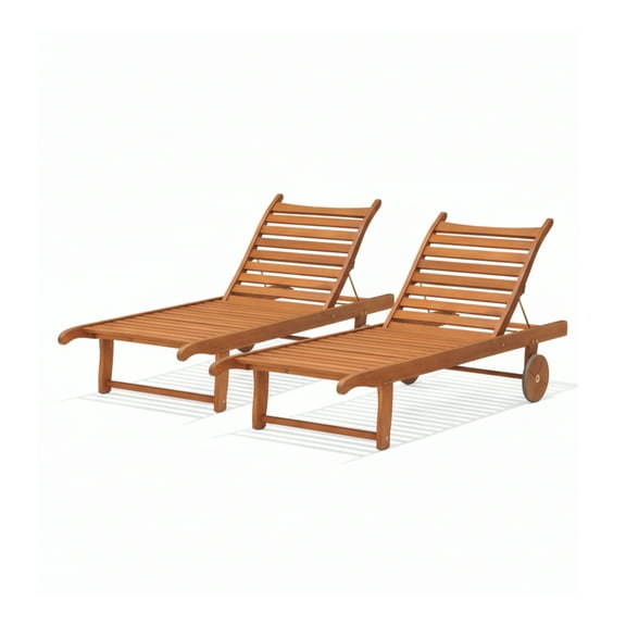 Fiji 2-Piece Solid Wood 100% FSC Multi-Position Lounger Set