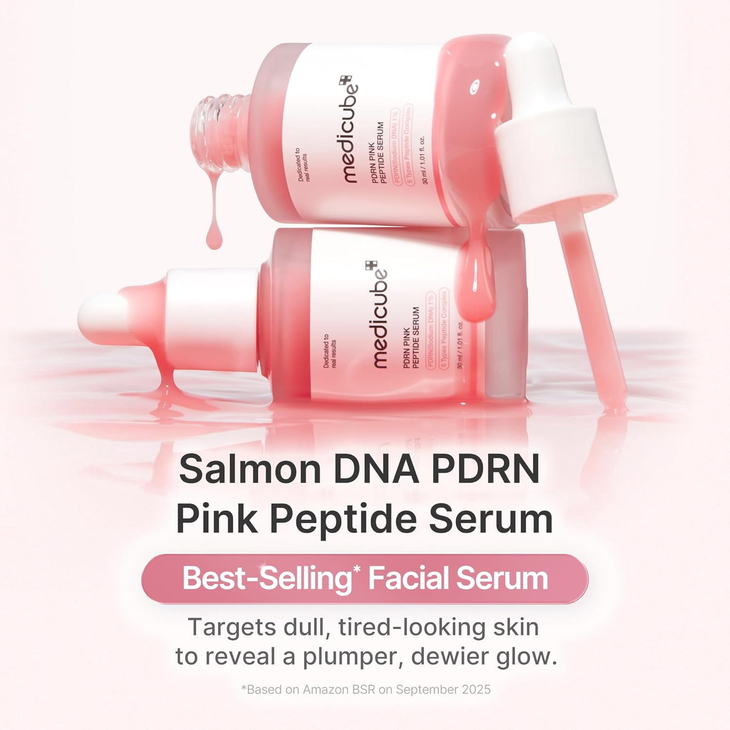 medicube PDRN Pink Peptide Serum, Hydrating Korean Face Serum, 1.01 fl oz