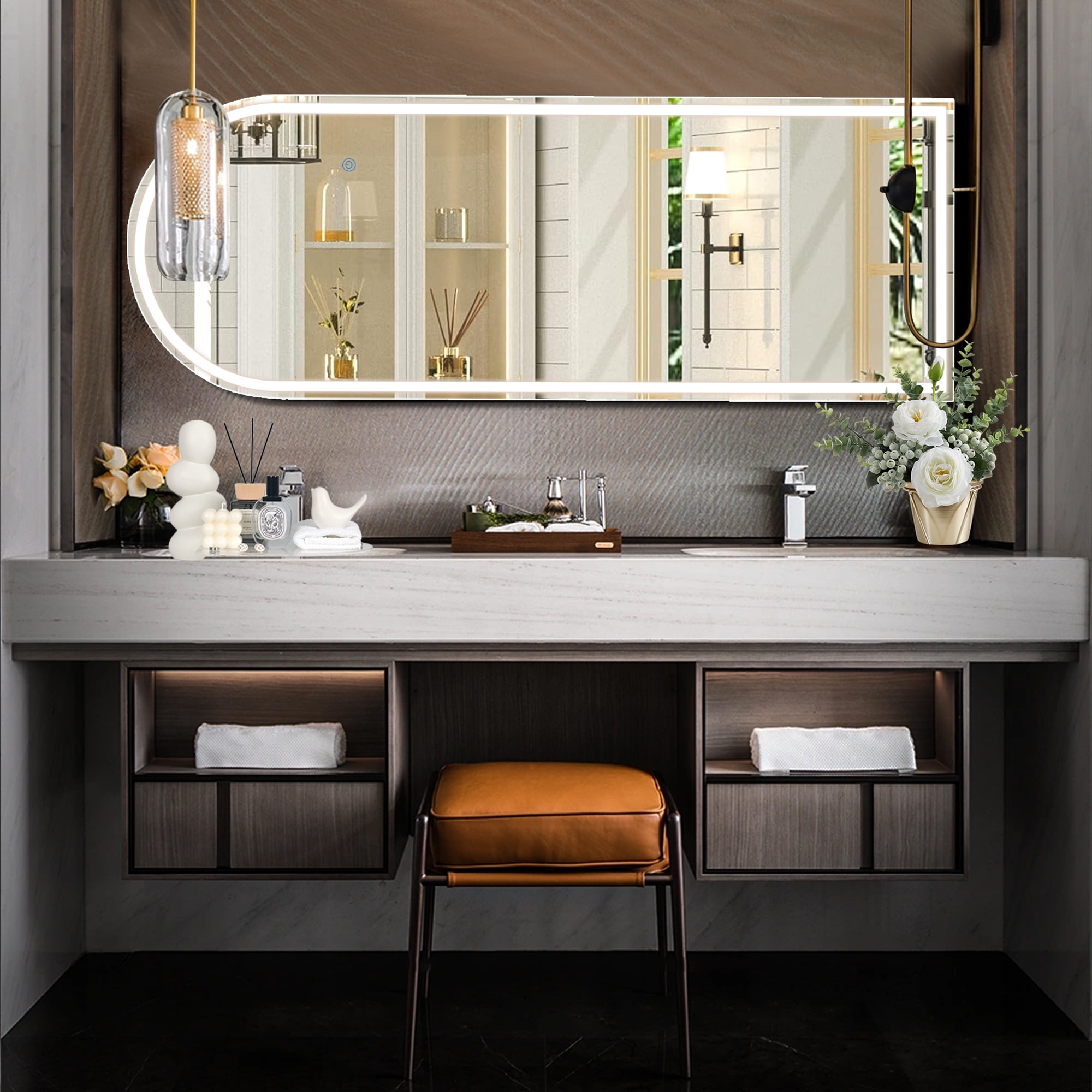 GIANNA 71"x26" LED Arched Full Length Mirror with Aluminum Frame and Polished Glass for Bedroom