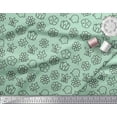 thumbnail image 2 of Soimoi Green Japan Crepe Satin Fabric Black Sketch Floral Printed Craft Fabric by the Yard 42 Inch Wide, 2 of 3