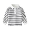 thumbnail image 2 of Bnwani Long Sleeve Toddler T Shirt Cotton White Lapel Loose Casual Fashion Solid Striped Tops 7-8 Years, 2 of 9