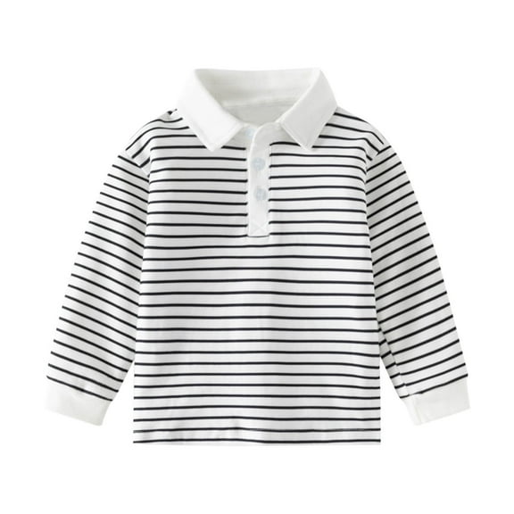 fatyb Kids Striped Long Sleeve Shirts Boys Girls Collared Cotton Tops Pullover Button up Casual Shirts