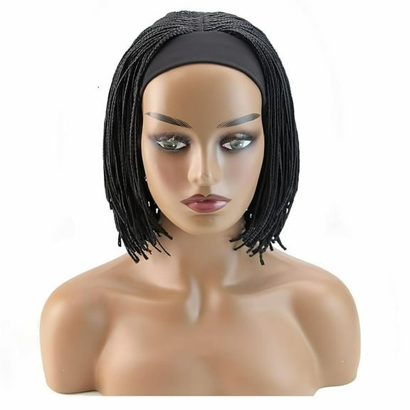 Headband Braided Wigs for Black Women Heat Resistant Fiber Soft Synthetic Short Bob Box Braided Wig African American Braids Wigs with Headband (10 inches) Headband Braids Wig 10 Inch