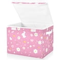thumbnail image 2 of Rabbits and Flowers Foldable Storage Bin with Lid and Handle Collapsible Storage Box 16.5 x 12.6 x 11.8 inches, 2 of 7
