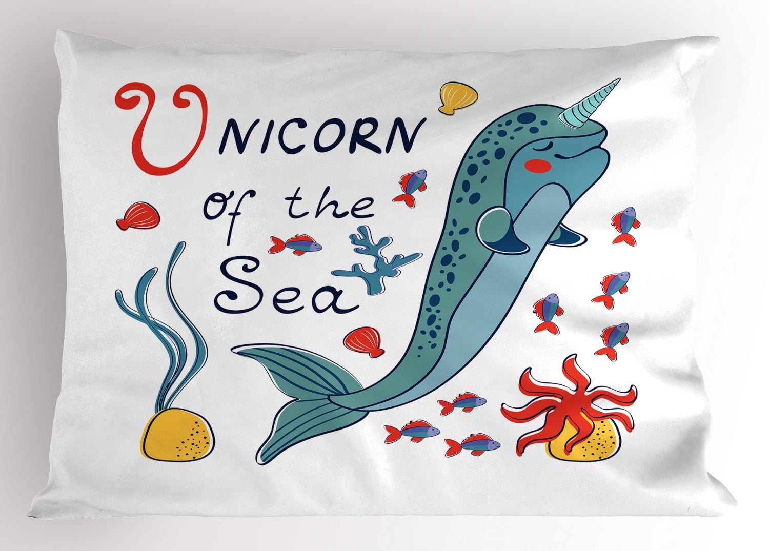 Narwhal Pillow Sham Decorative Pillowcase 3 Sizes Available for Bedroom Decor 