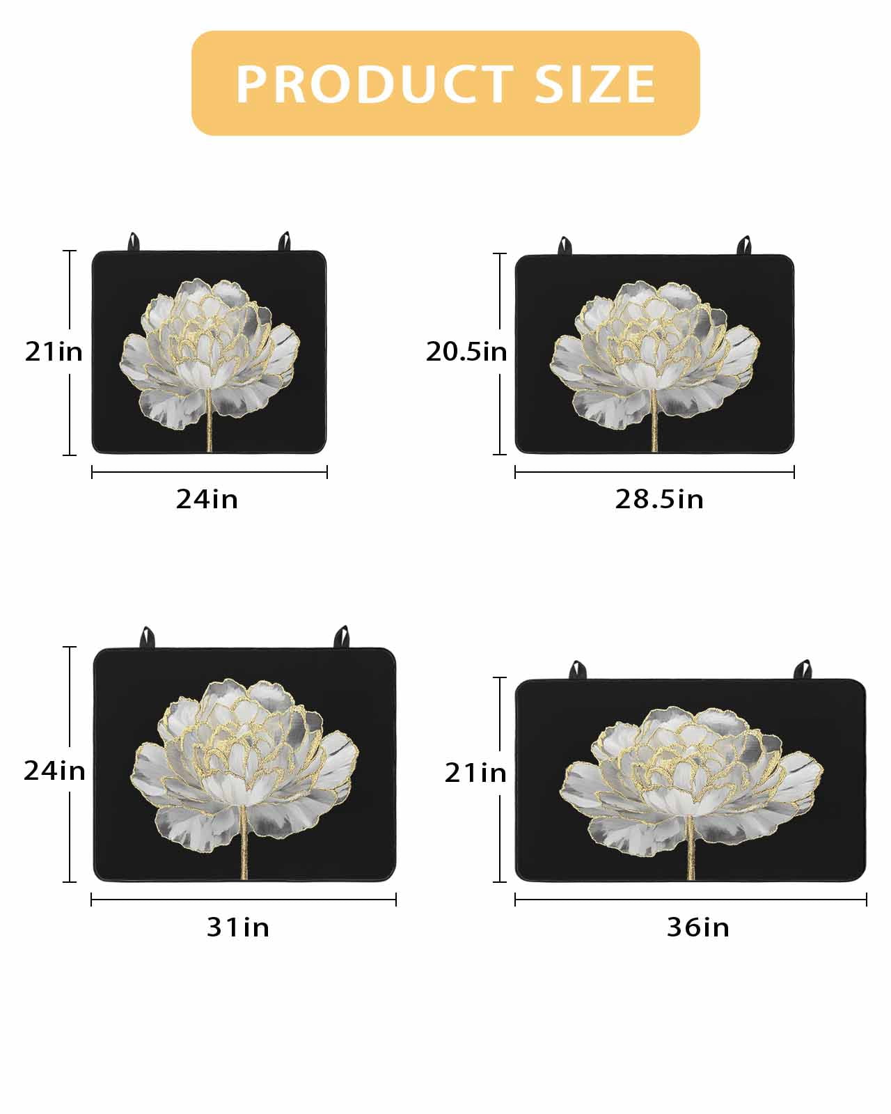 nqOlkjepod Large Induction Cooktop Protector Mat 36"x21", Flower Black Stove Top Covers for Electric Stove, Gold White Abstract Floral Aesthetic Stove Burner Cover Mats, Glass Top Stove Cover