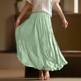 thumbnail image 6 of NANAIQ Maxi Skirts for Women 2025 - Long Flowy Pleated Pure Color Skirt, Casual Soft Casual Beach Skirt, Spring Summer Trendy Skirts for Women Daily Wear Green XL, 6 of 9