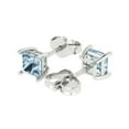 thumbnail image 2 of 14K Solid Gold Push Back Stud Earrings for Women | 1.5 cttw Princess Cut Natural Aquamarine | White Gold, 2 of 5