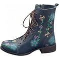 thumbnail image 4 of Women's Vintage Embroidered Ankle Boots - Retro Chunky Heel Booties with Side Zip, 4 of 6