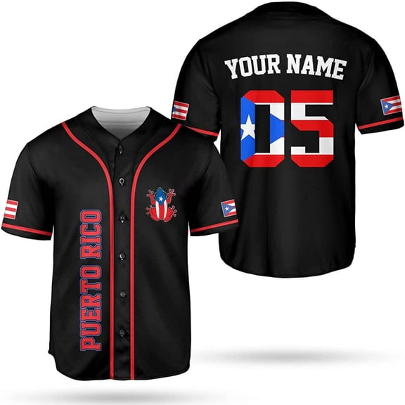 Personalized Puerto Rico Baseball Shirt - Custom Team Name, Puerto Rican Baseball Jersey for Men (S)