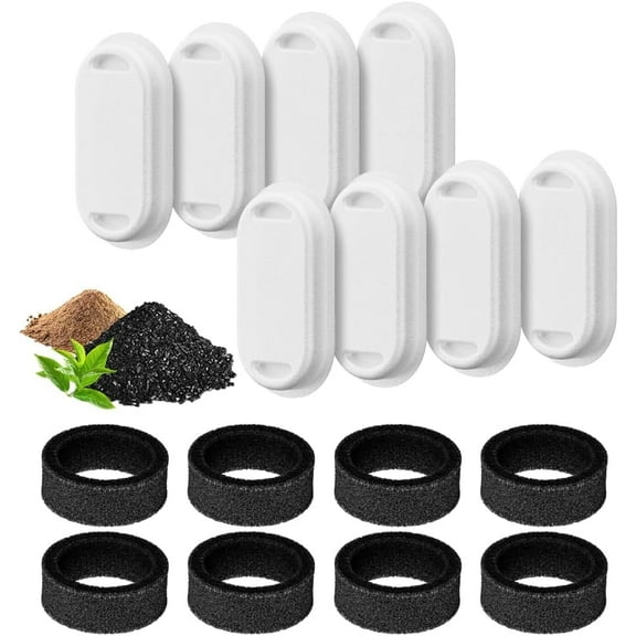 DENZUS Cat Water Fountain Filters, 16 Pack Replacement Filters and Sponges for 2.5L/84oz Stainless Steel Pet Fountains(8 Filters&8 Sponges)