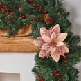 thumbnail image 6 of Christmas Flower Ornaments, Artificial Poinsettia Flowers With Glitter Finish, Light Pink Velvet Floral Decorations For Christmas Tree Wreath Garland Mantel Holiday Decor, 6 of 8