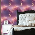 thumbnail image 6 of Boho Peel and Stick Wallpaper Watercolor Dreamy Sky Scene Pink Sun Golden Moon Wall Mural 23.6in x 9.8ft Self Adhesive Removable Wall Paper Contact Paper for Nursery Bedroom Cabinets, 6 of 8