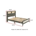 thumbnail image 4 of King Size Platform Storage Bed - Modern Farmhouse, Gray Beige Wood Bed Frame, Built-in Lighting, Plank Headboard, Bedroom Furniture, 87"x80", 4 of 6