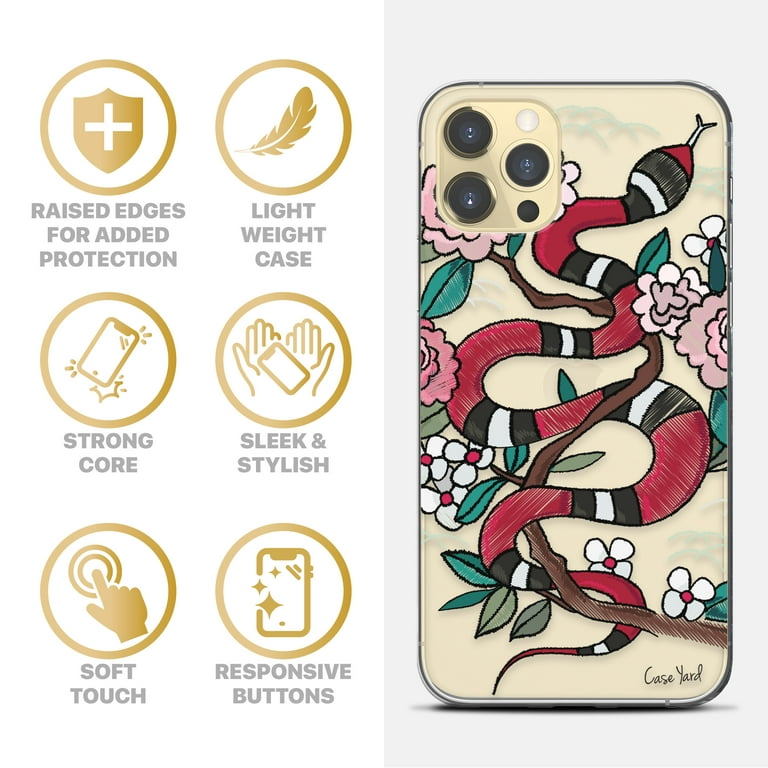 TPU Clear Case for iPhone 13 Pro Max with Flower Snake design phone cover 