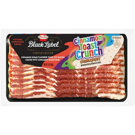 HORMEL BLACK LABEL CINNAMON TOAST CRUNCH Bacon, Refrigerated, 12 oz Plastic Package
