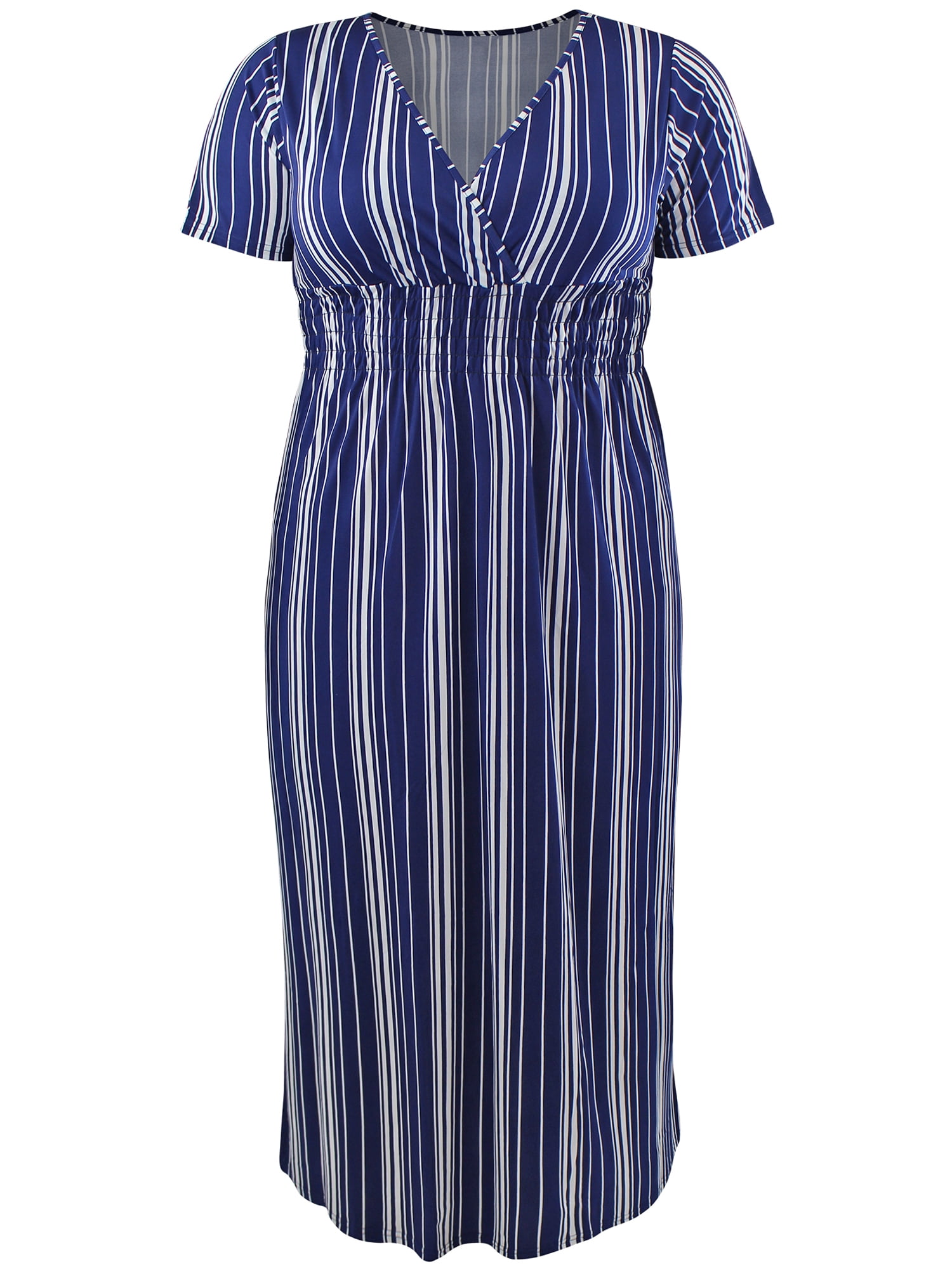 Plus Size Blue White Stripe Empire Waist Dress Size X-Large Walmart.com