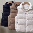 thumbnail image 5 of Women Winter Coat with Zipper Pockets Zip-up Closure Padded Turn-down Collar Sleeveless Solid Color Outdoor Leisure Sports Down Waistcoat, 5 of 8