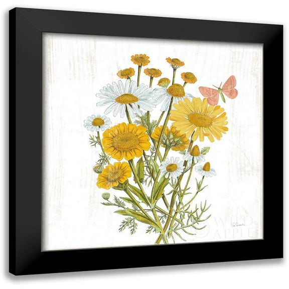 Schlabach, Sue 12x12 Black Modern Framed Museum Art Print Titled - White Barn Flowers X Sq