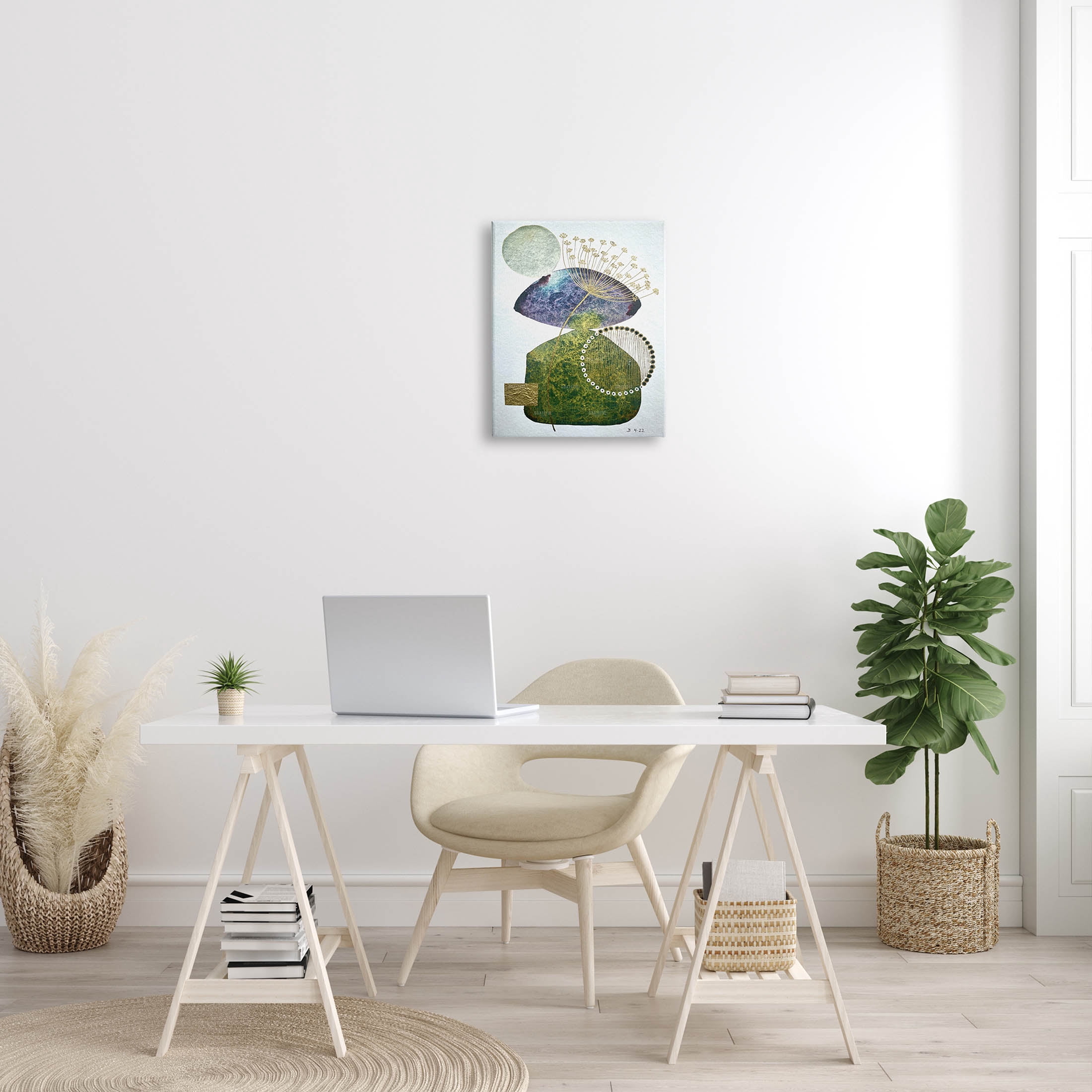 Mossy Botanical Contemporary Nature Abstract Graphic Art Gallery Wrapped Canvas Print Wall Art
