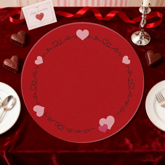 Upgraded Round Placemat Valentine Round Placemat A 14.17×14.17in Valentine's Day Gifts