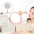 thumbnail image 3 of DRESSOOS Double Sided Vanity Mirror Desktop Desk Portable Vanity Mirror Travel Make up Mirror Vintage Table Mirror Rotatable Mirror Tabletop Vanity Mirror with Lights Aluminum Mirror Pink, 3 of 8