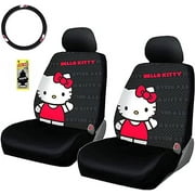 Yupbizauto 4 Pieces Hello Kitty Car Seat Cover with Steering Wheel Cover and Air Freshener