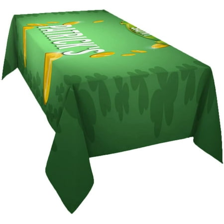 

St Patricks Day Tablecloth Shamrock Clover Waterproof Oil-Proof Table Cloth Irish Gold Coin Kitchen Spillproof Tablecloths Table Cover for Indoor and Outdoor Use 60x120in