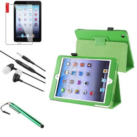 Insten 4 in 1 Green Leather Case Clip 3.5mm Stylus Pen Protector For iPad Mini 3 / 2 / 1 (with Auto Wake)