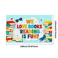 thumbnail image 6 of Colorful Book Themed Banner with Stacked Books Heart Shaped Sunglasses Stars for Book Lovers Reading Events Book Fairs School Libraries Classroom Decorations Party Backdrops, 6 of 7