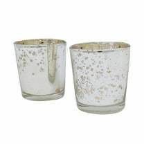 Silver Mercury Finish Small Speckled Glass Tealight Votive Candle Holders Set of 2 Evening Wedding Parties Home Decor Table Decoration Gift by MystiqueDecors