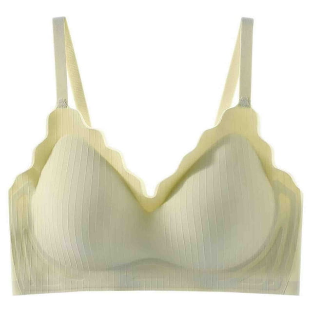 DPTALR Woman Seamless Thin Without Rims Soft Support Gathered Breathable Underwear Daily Bra.