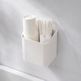 thumbnail image 6 of Wall Mounted Storage Organizer Caddy, White Plastic No-Drill Adhesive Hanging Box for Kitchen Utensils, Bathroom Toiletries, Office Supplies, 6 of 6