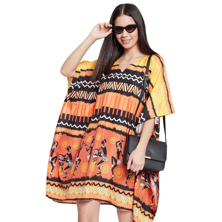Gypsie Blu Short Kaftan Plus Size Women Summer Dress Tunic Top Beach  Cover-Up Mini Dress Casual Caftan Womens Dresses Online - Walmart.com