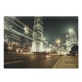 thumbnail image 1 of City Cutting Board, Shanghai Lujiazui Finance and Trade Zone of the Modern City Night View, Decorative Tempered Glass Cutting and Serving Board, Large Size, Charcoal Grey Multicolor, by Ambesonne, 1 of 1