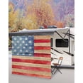 thumbnail image 5 of 4th of July RV Awning Sun Shade Screen 9'X7' Patriotic American Flag Mesh Sunscreen Retro Wooden Plank Awning Shade Screen with Zipper UV Blocker Completed Kits for RV Motorhome Camper, 5 of 7