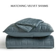 thumbnail image 5 of EVERGRACE Pearl Velvet Quilt Set King Size, Luxurious Soft Velvet Comforter Set, Lightweight Oversized Bedspread Coverlet, Box Stitch Quilted Bedding Sets for All Season, with 2 Shams, Stormy Blue, 5 of 8