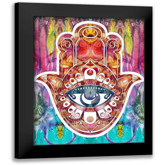 Dean Russo Collection 12x14 Black Modern Framed Museum Art Print Titled - Hamsa